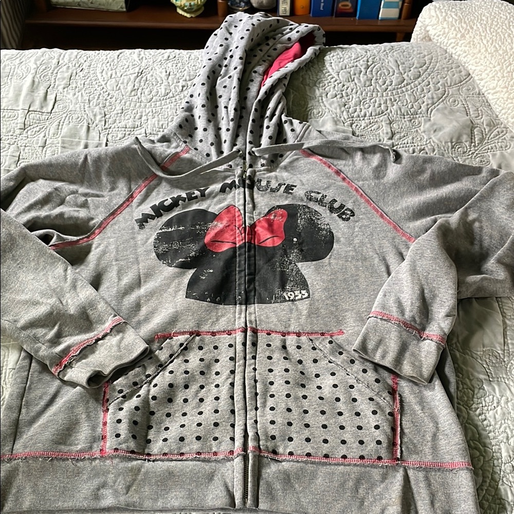 Gray Mickey Mouse Club Gray Zip Up Hoodie